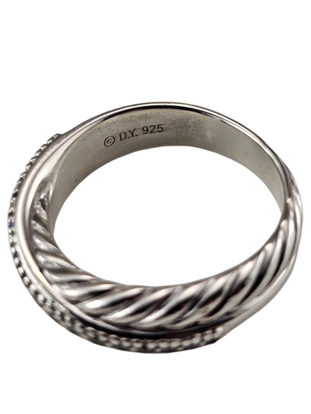 David Yurman Sterling Silver Diamond Crossover Ring Size 7 w/Pouch #24655 - Picture 5 of 7